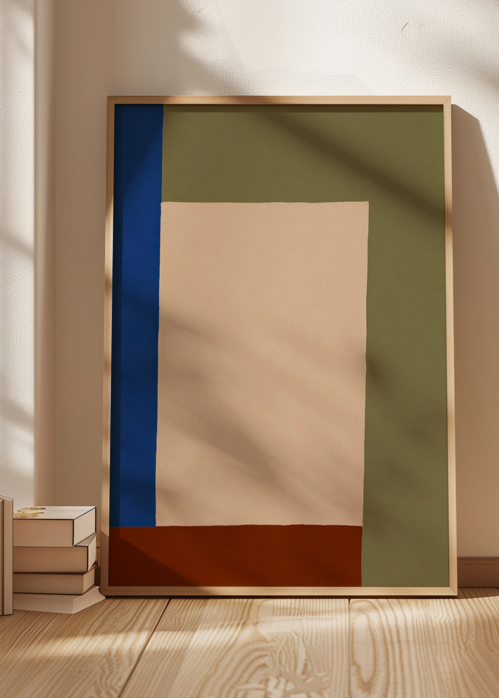 Geometrisk plakat med beige rektangel