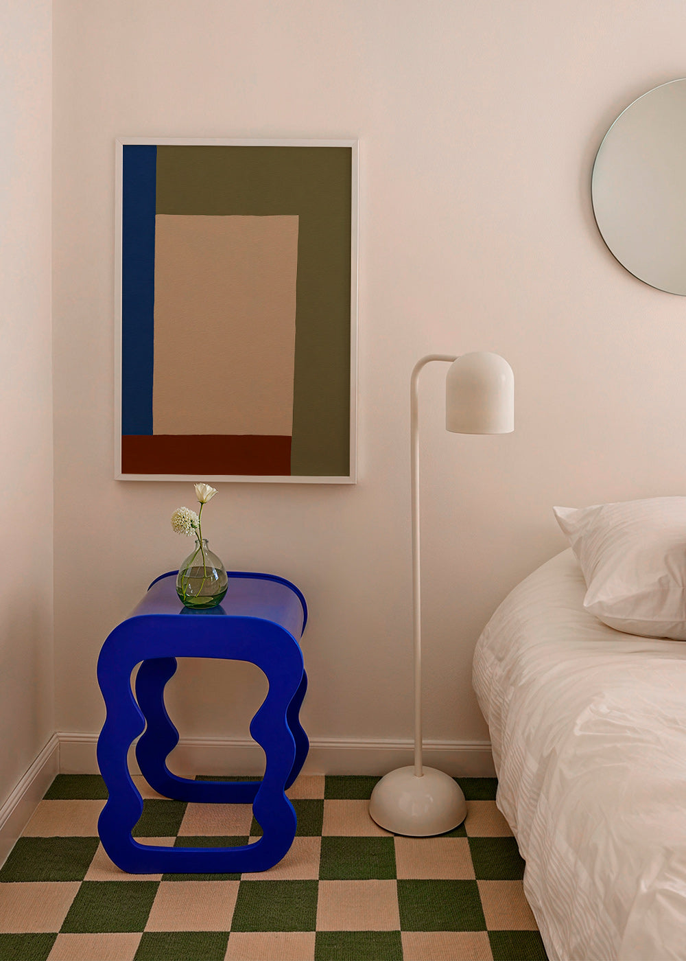 Geometrisk plakat med beige rektangel