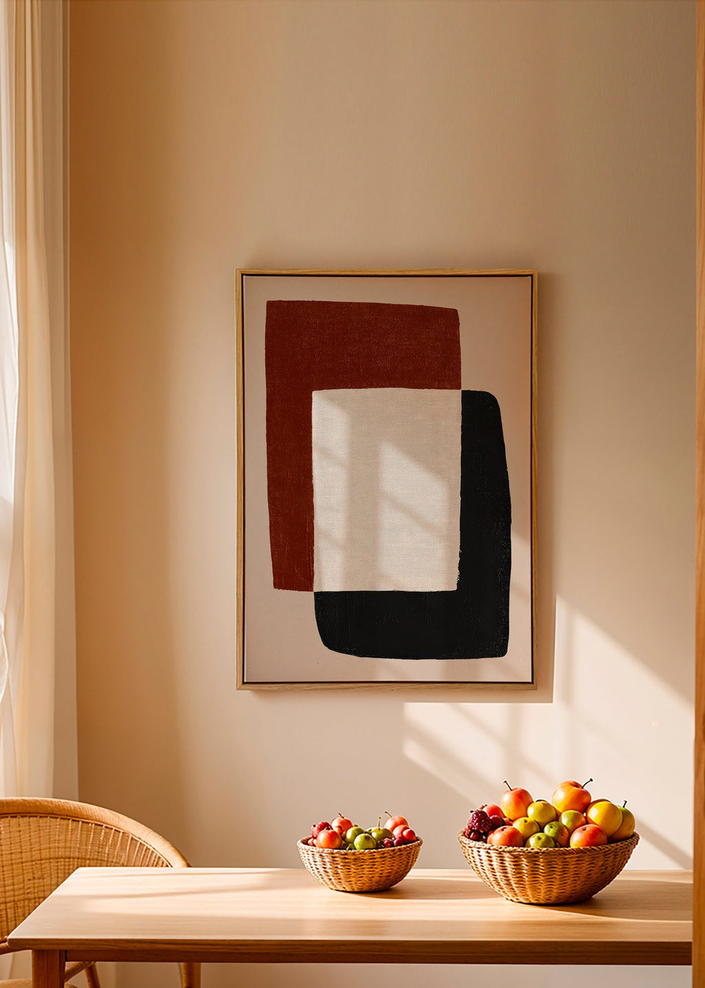 Minimalistisk plakat med overlappende former