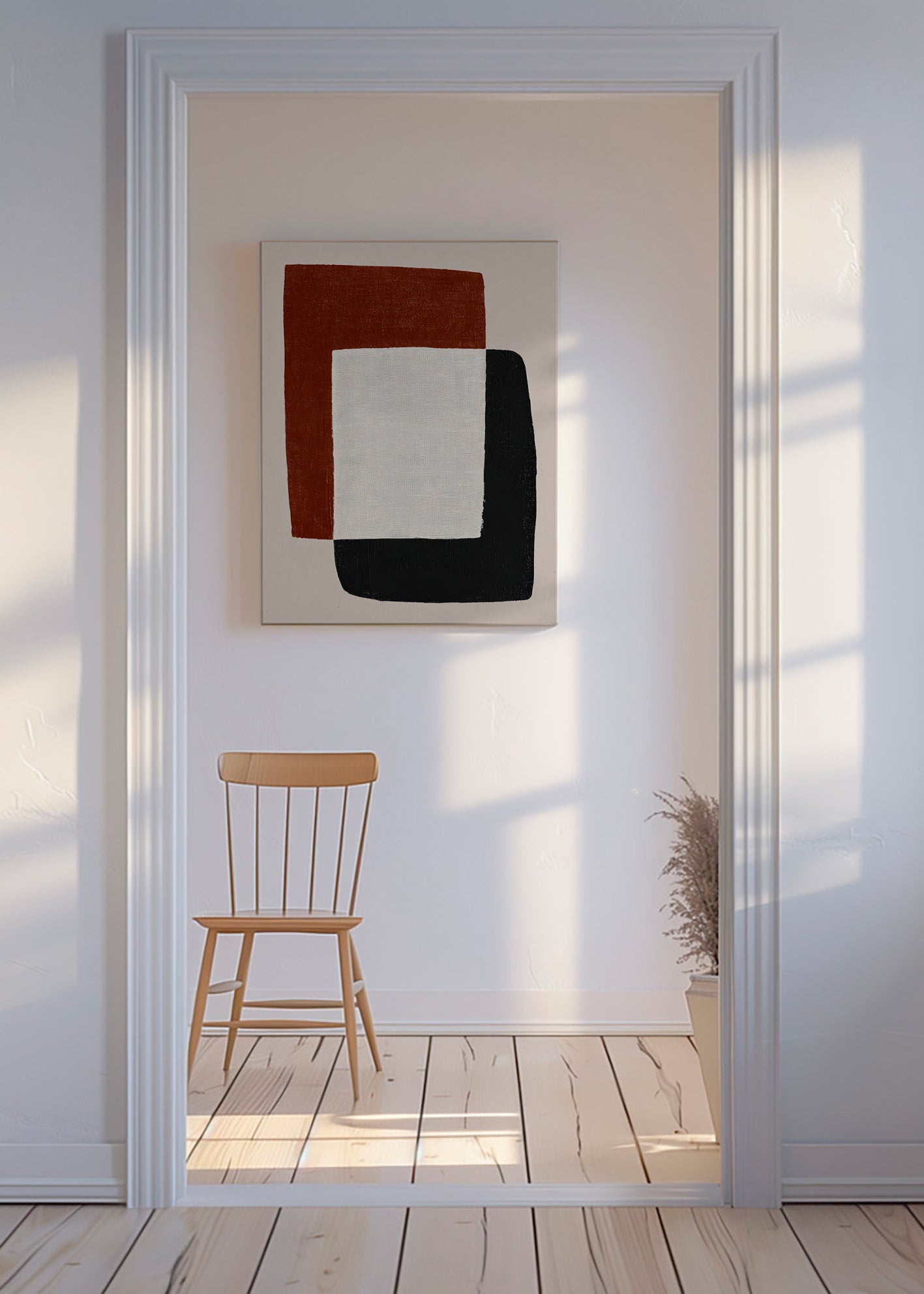 Minimalistisk plakat med overlappende former