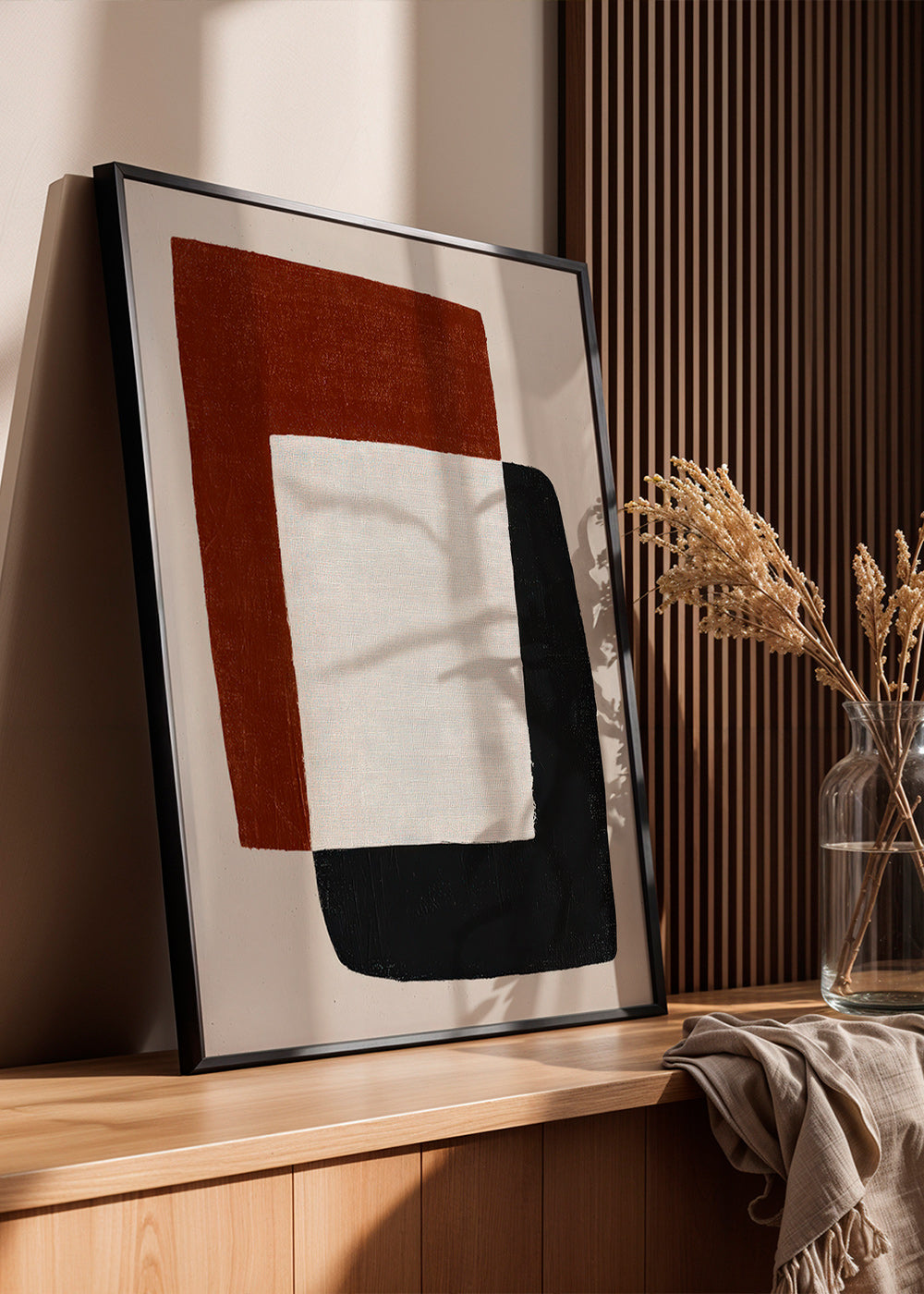Minimalistisk plakat med overlappende former