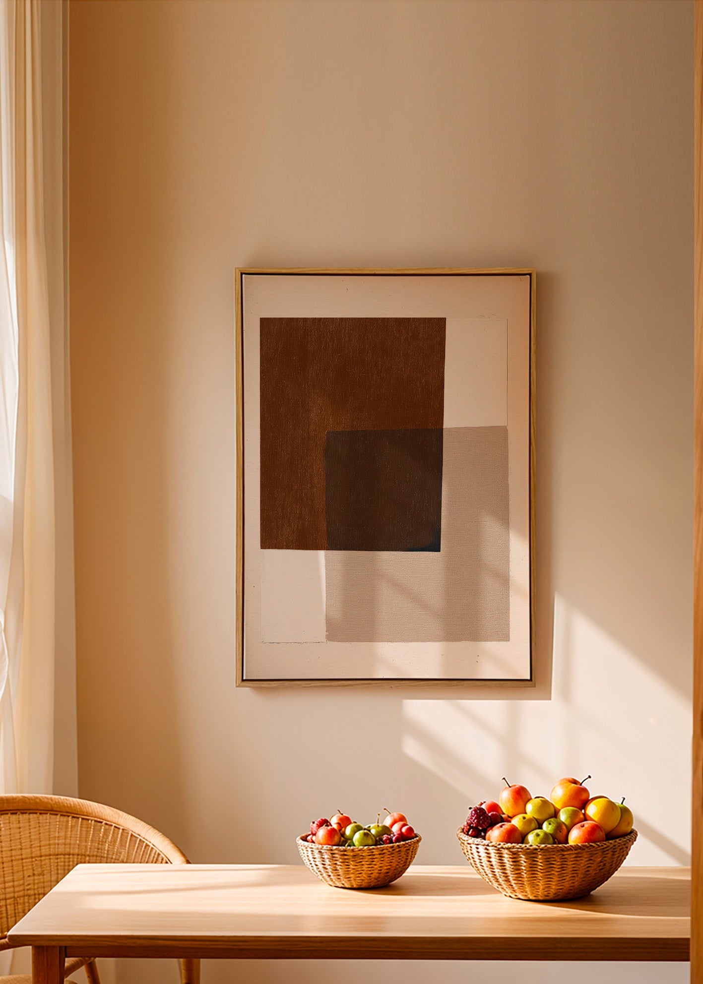 Minimalistisk design med jordfarvede overlappende felter