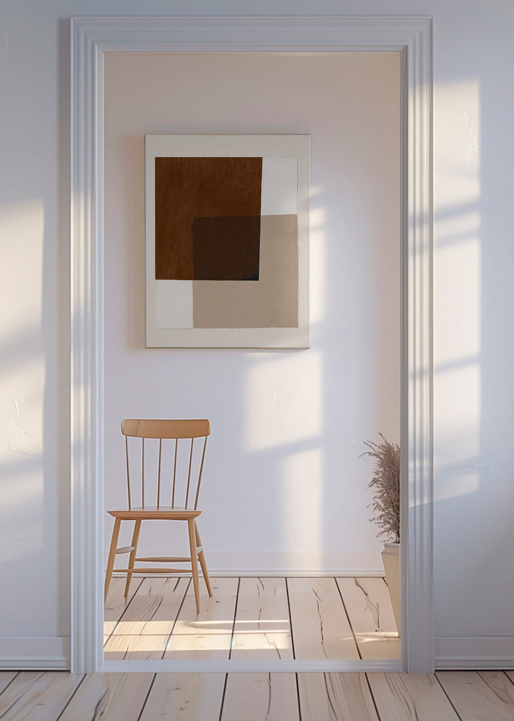 Minimalistisk design med jordfarvede overlappende felter