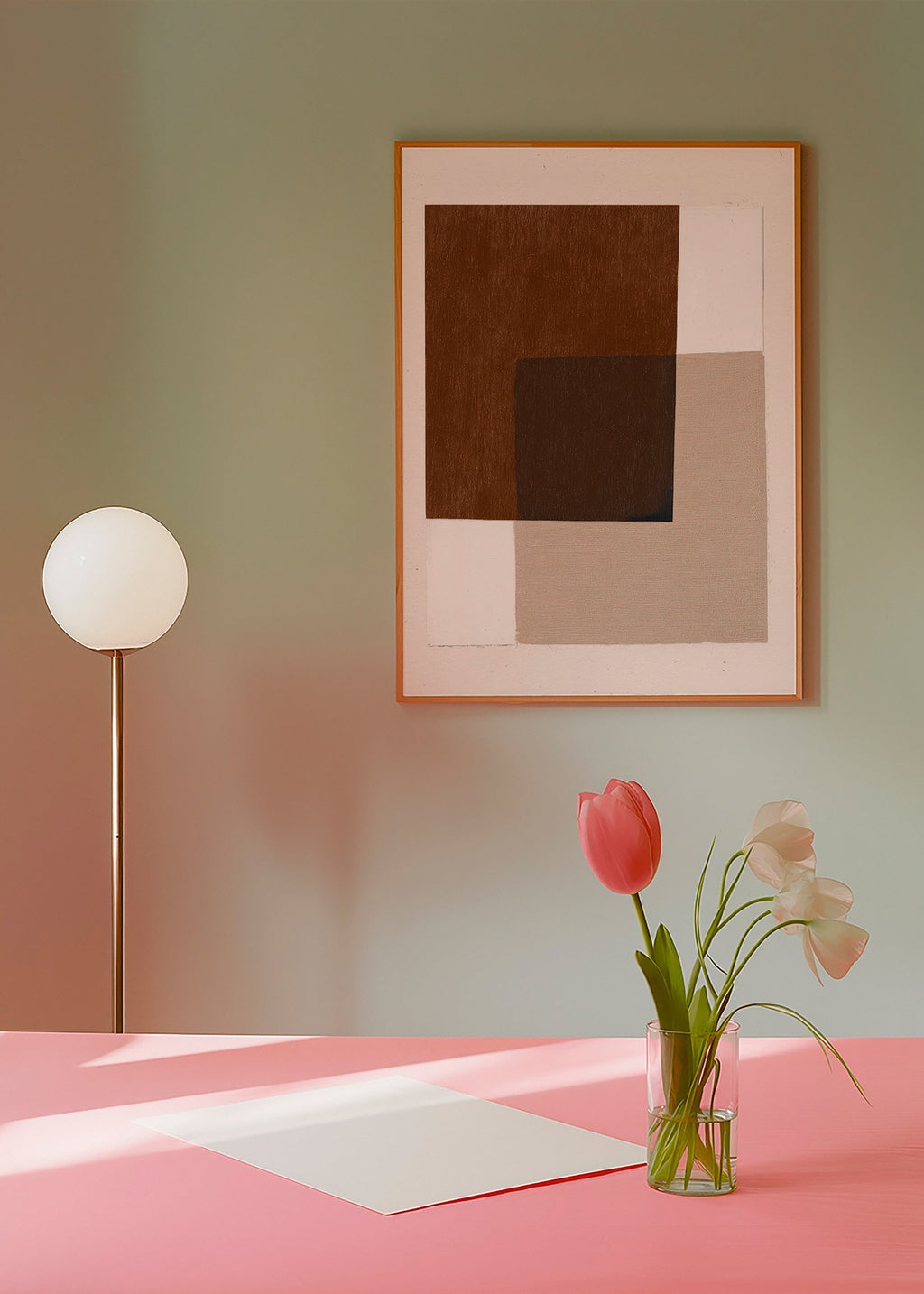 Minimalistisk design med jordfarvede overlappende felter