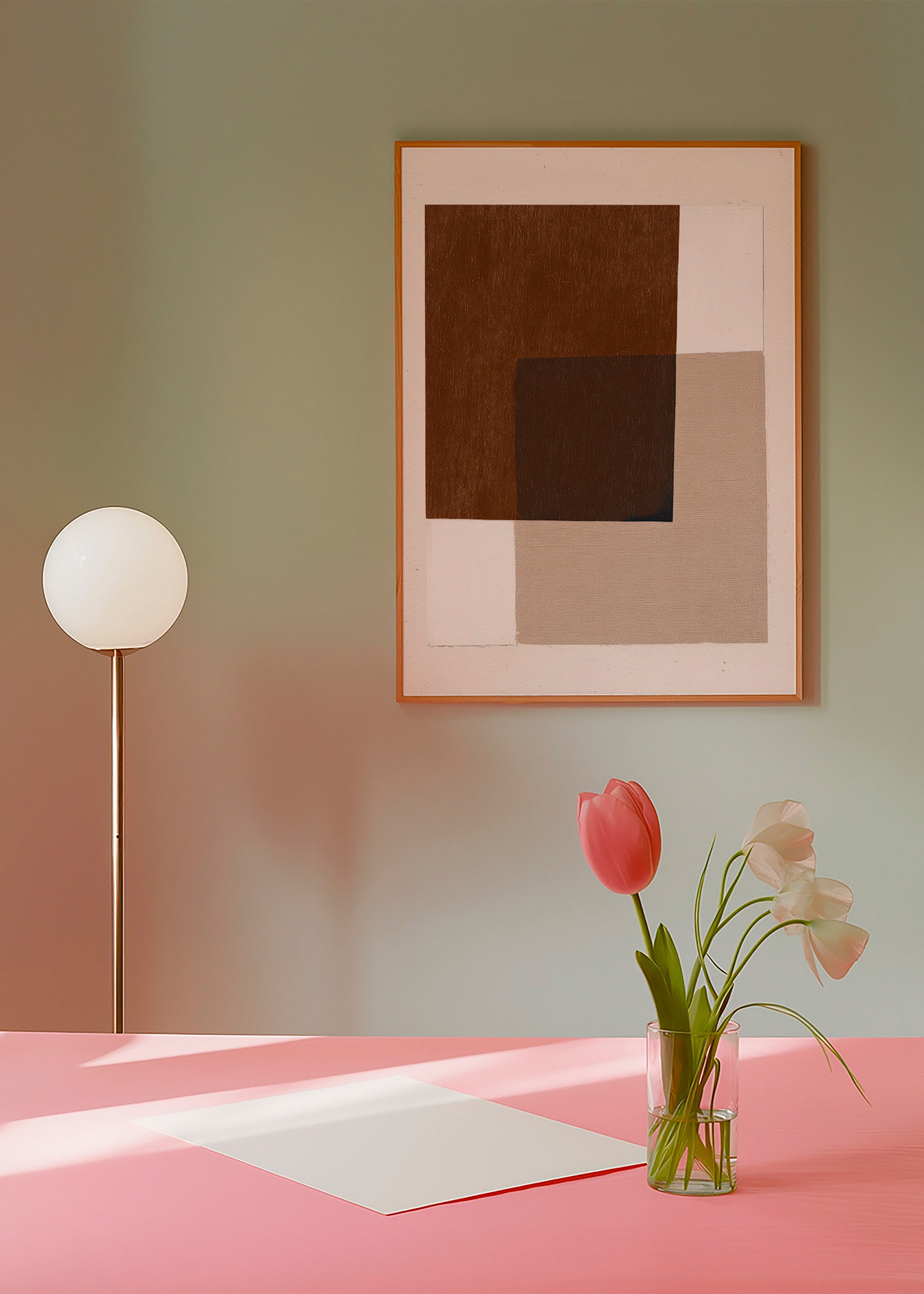 Minimalistisk design med jordfarvede overlappende felter