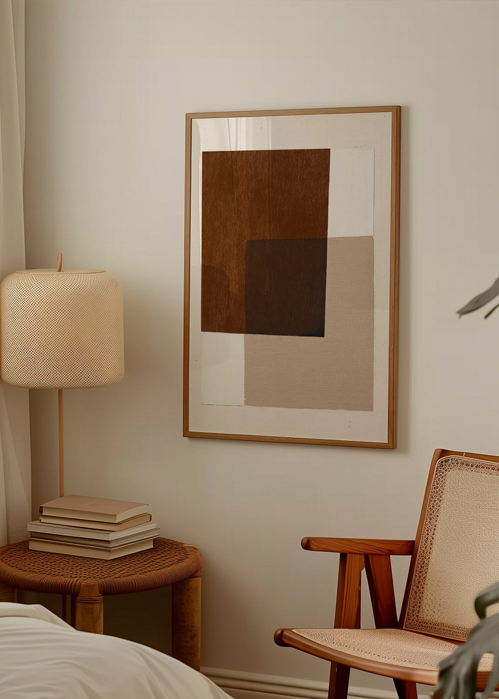 Minimalistisk design med jordfarvede overlappende felter