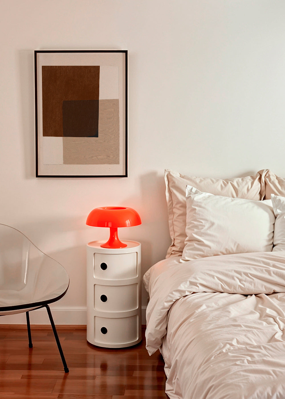Minimalistisk design med jordfarvede overlappende felter