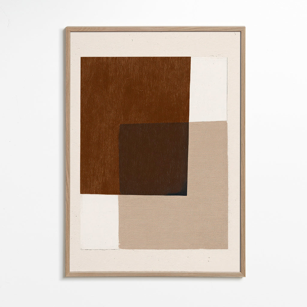 Minimalistisk design med jordfarvede overlappende felter