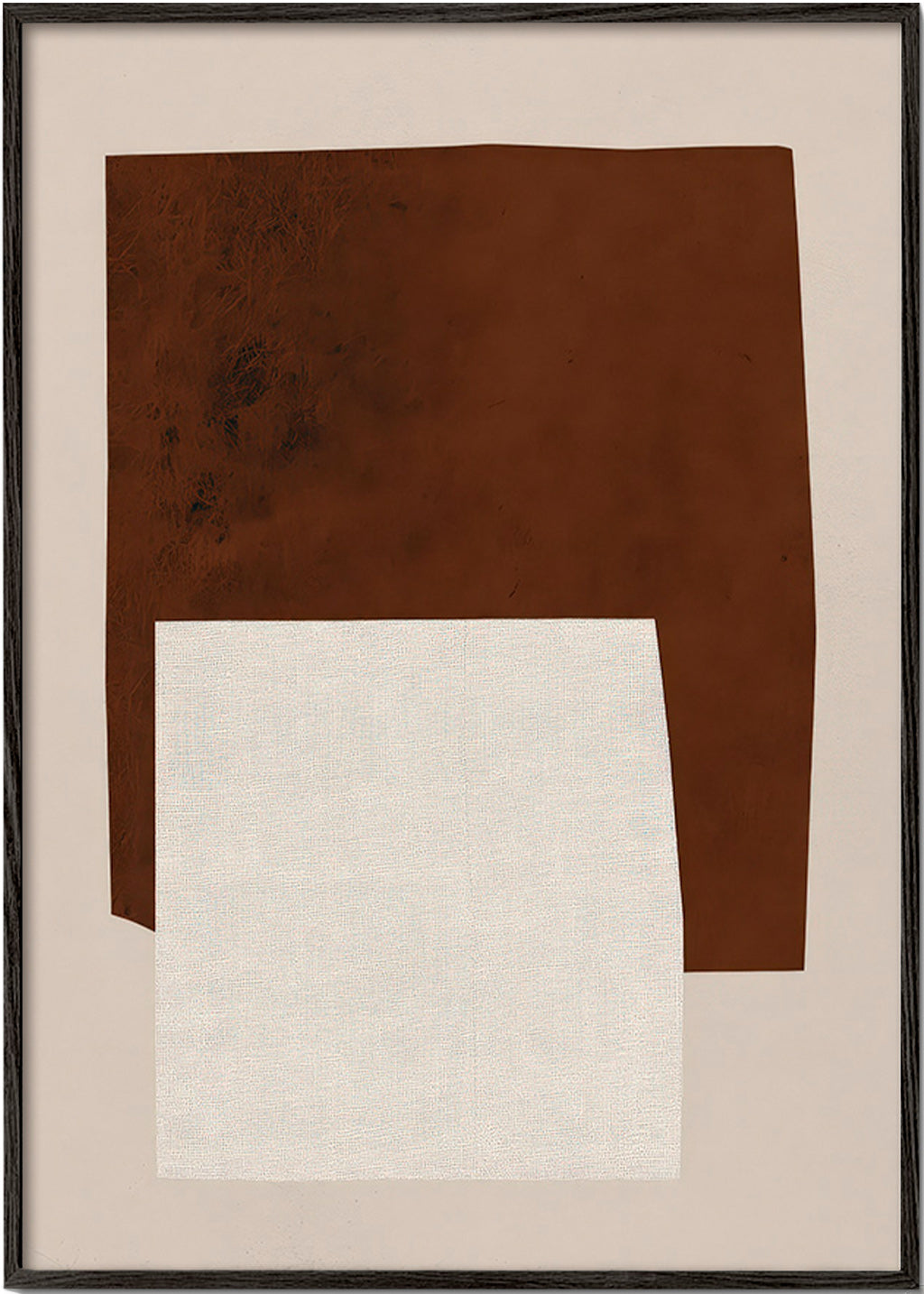 Minimalistisk kunst med brune og creme former