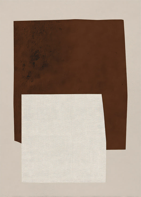 Minimalistisk kunst med brune og creme former