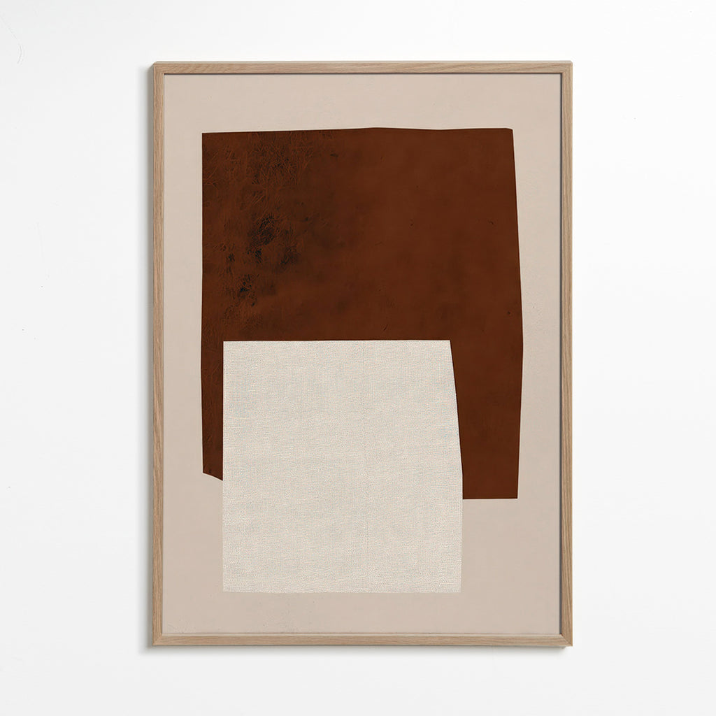 Minimalistisk kunst med brune og creme former