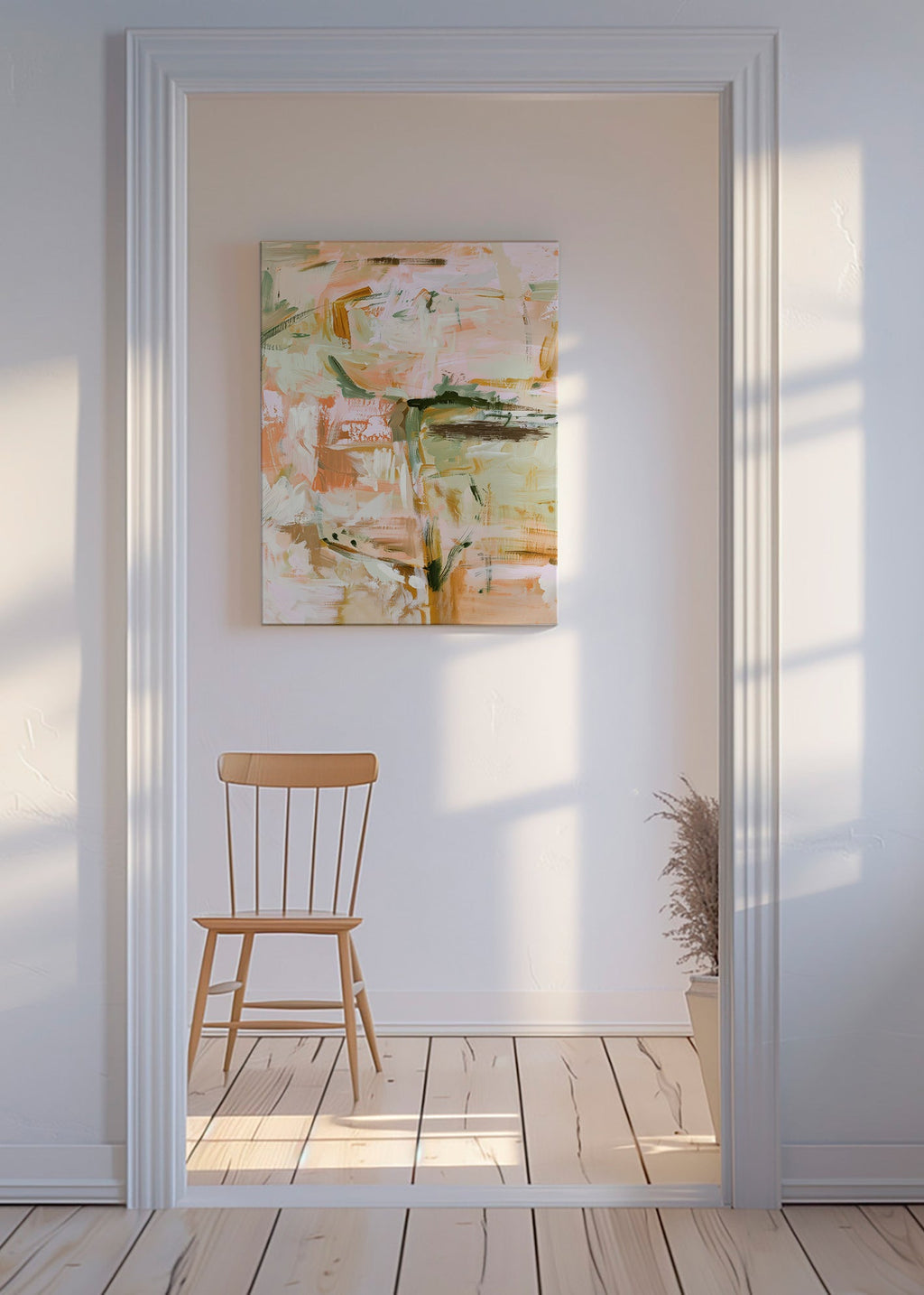 Botanisk tryk med bløde pastelskridt