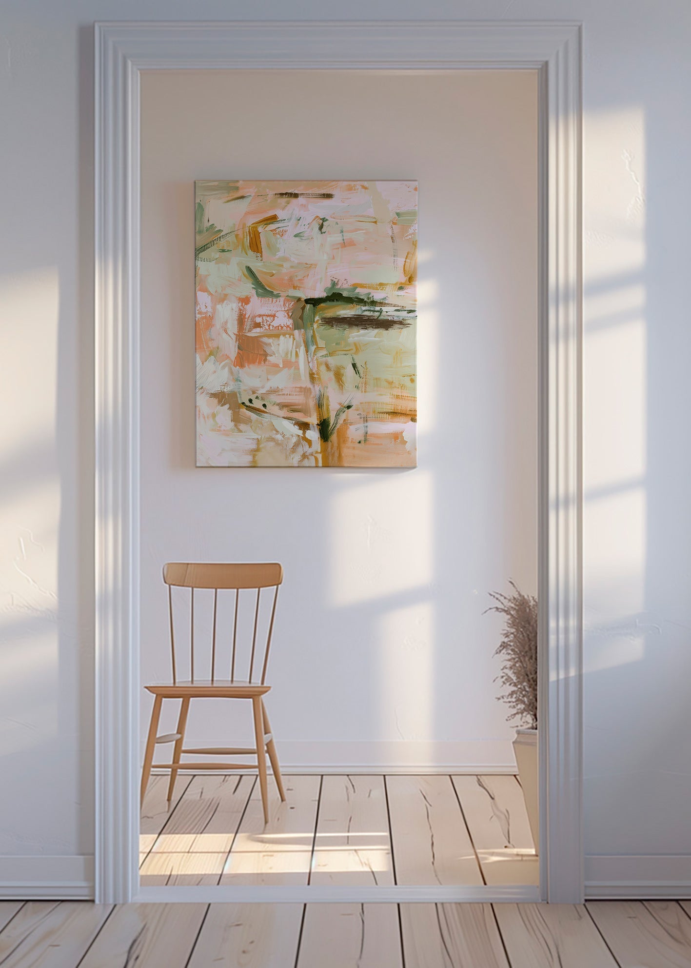 Botanisk tryk med bløde pastelskridt