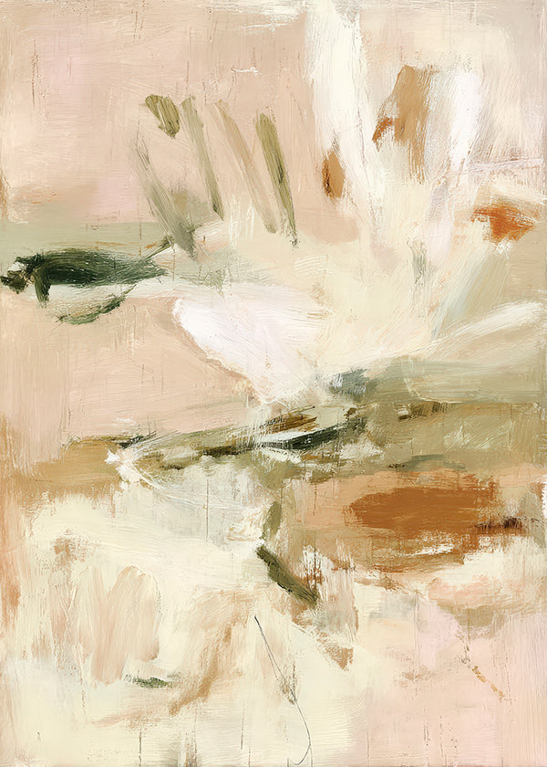 Botanisk print abstrakt i rosa og beige
