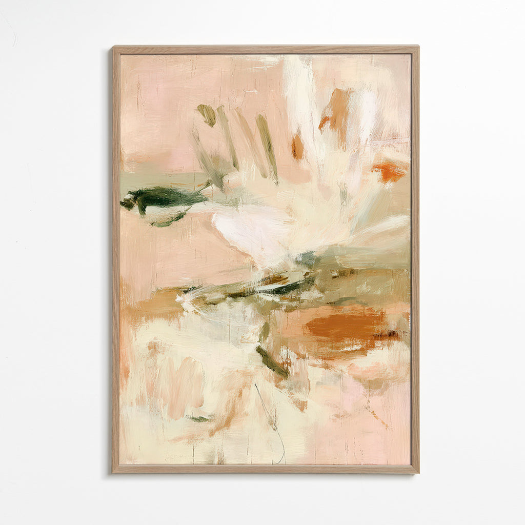 Botanisk print abstrakt i rosa og beige