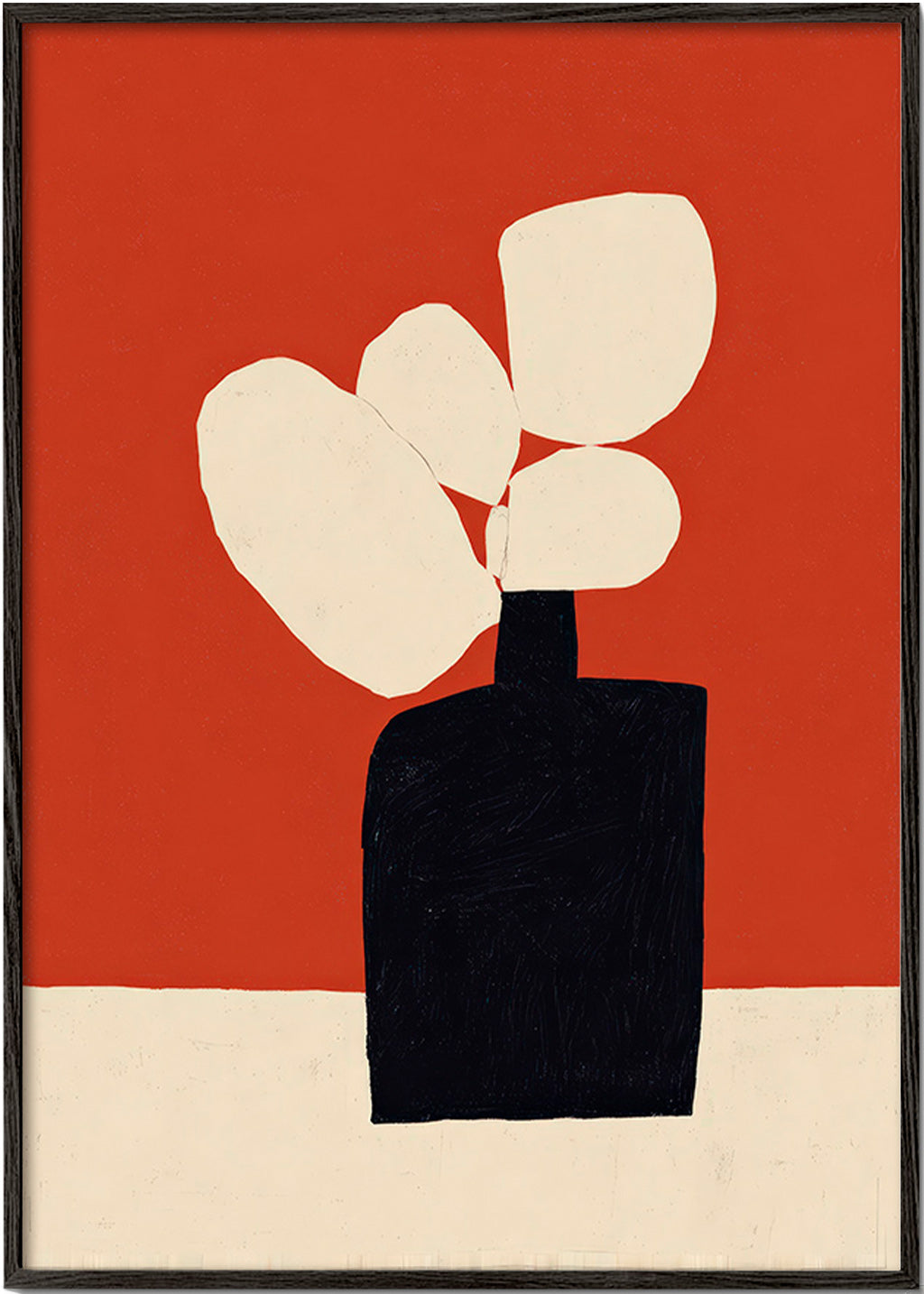 Botanisk plakat med sort vase