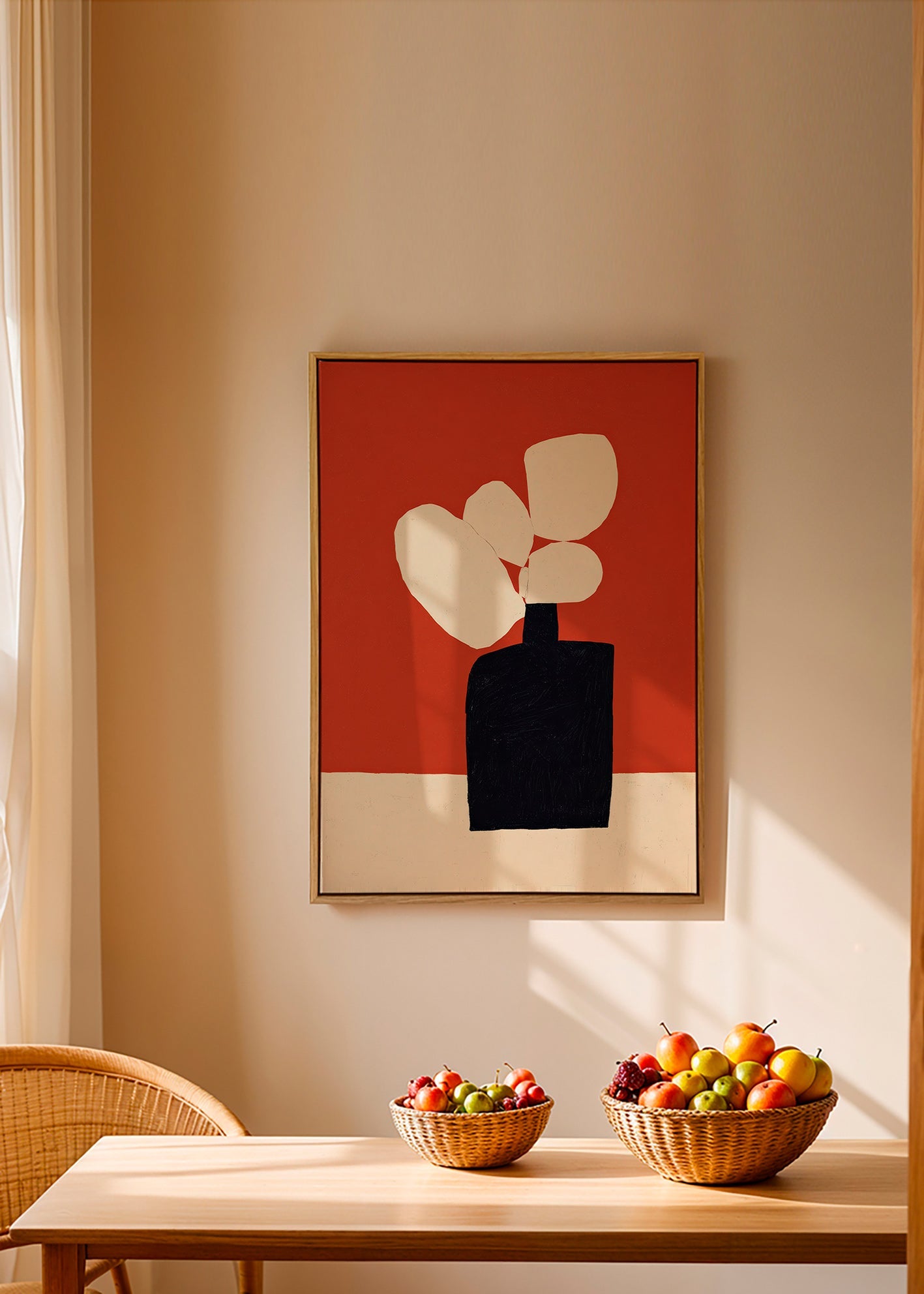 Botanisk plakat med sort vase