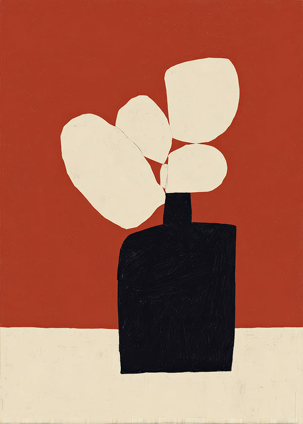 Botanisk plakat med sort vase