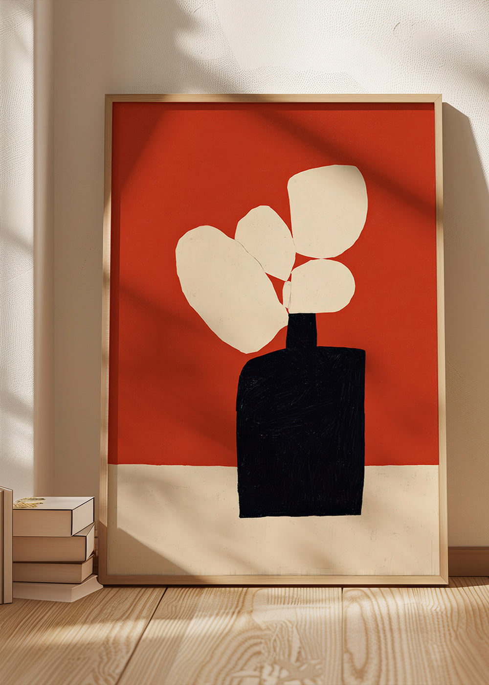 Botanisk plakat med sort vase