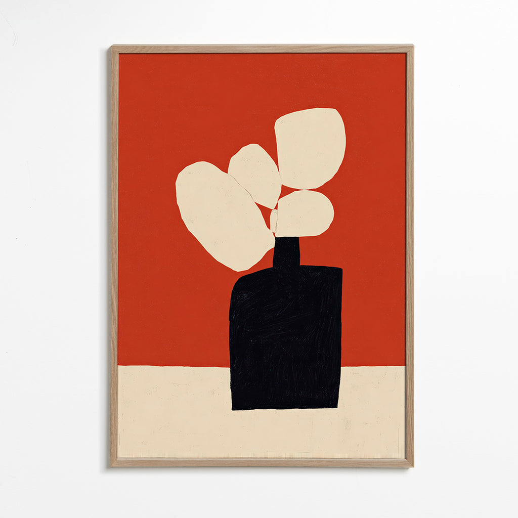 Botanisk plakat med sort vase
