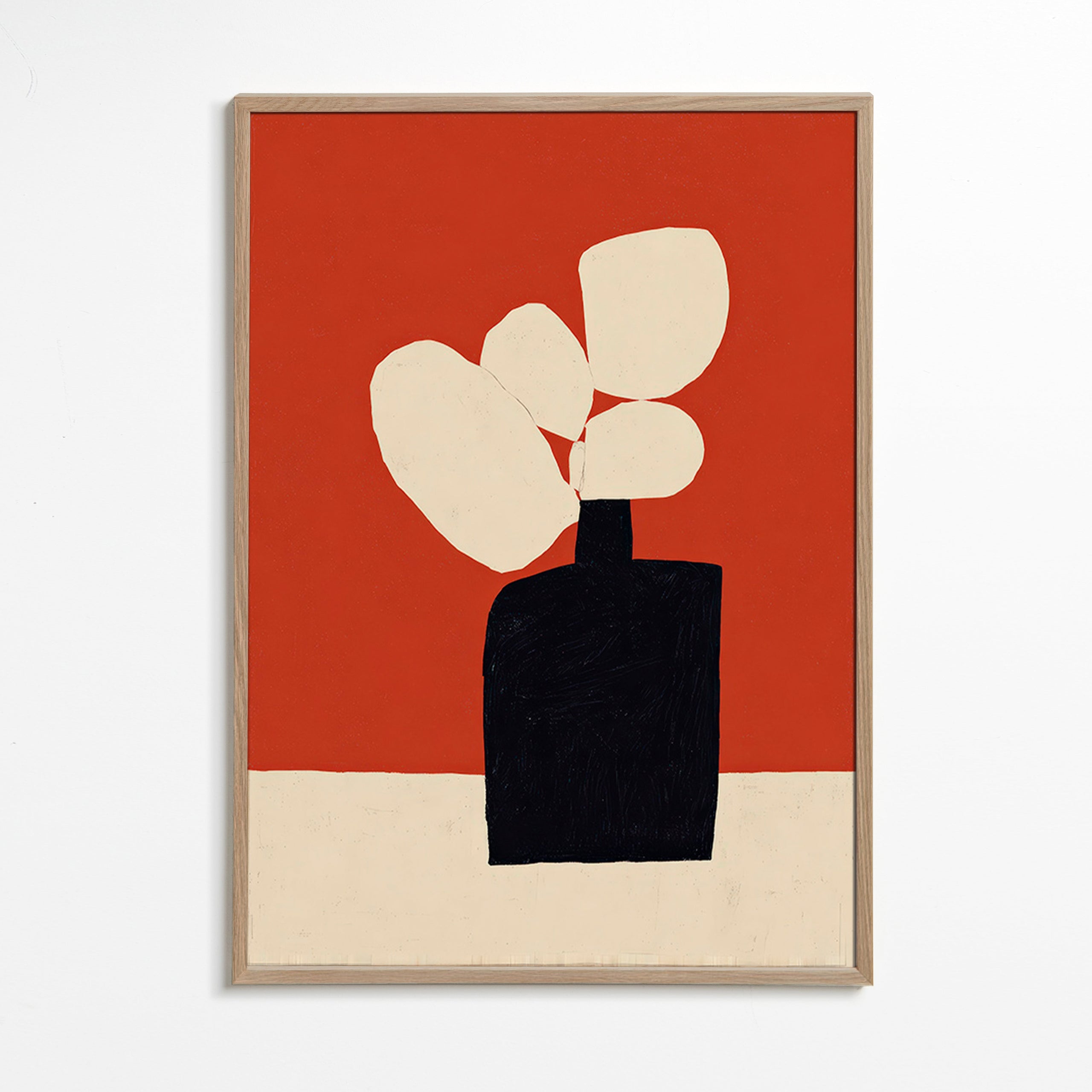 Botanisk plakat med sort vase