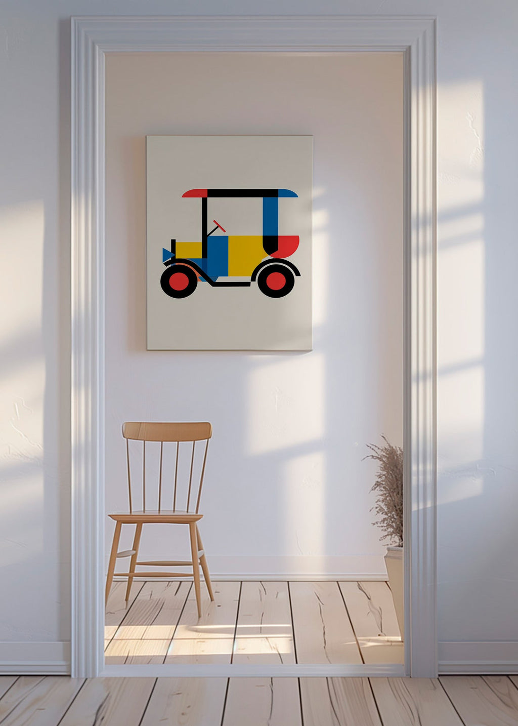 Geometrisk plakat Bauhaus-køretøj