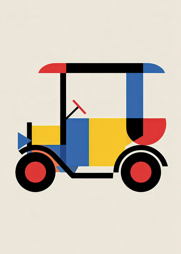 Geometrisk plakat Bauhaus-køretøj