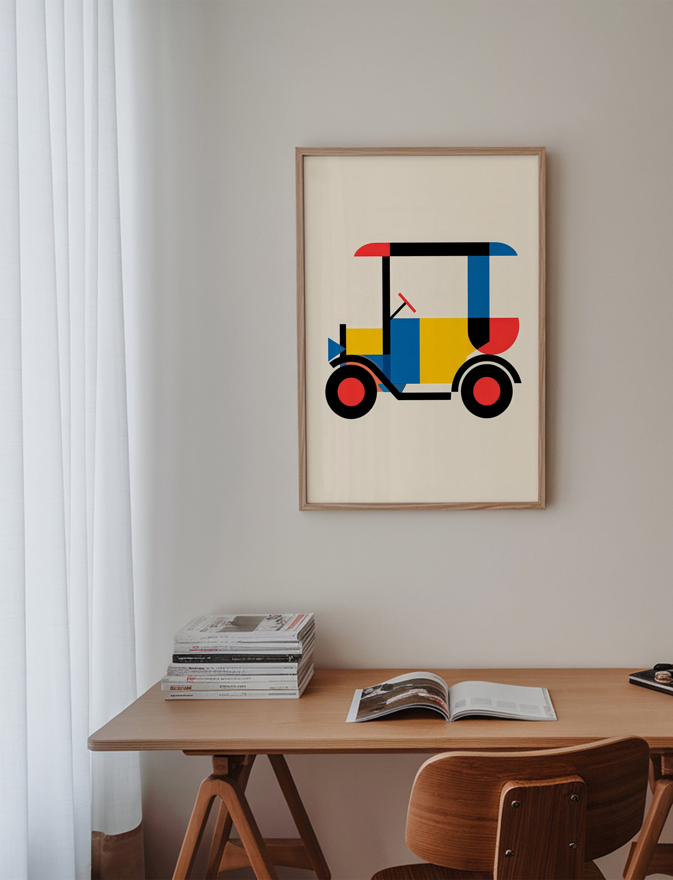 Geometrisk plakat Bauhaus-køretøj