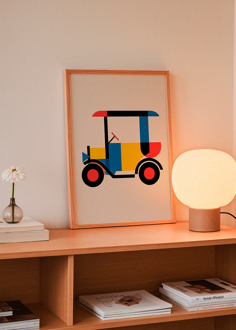 Geometrisk plakat Bauhaus-køretøj