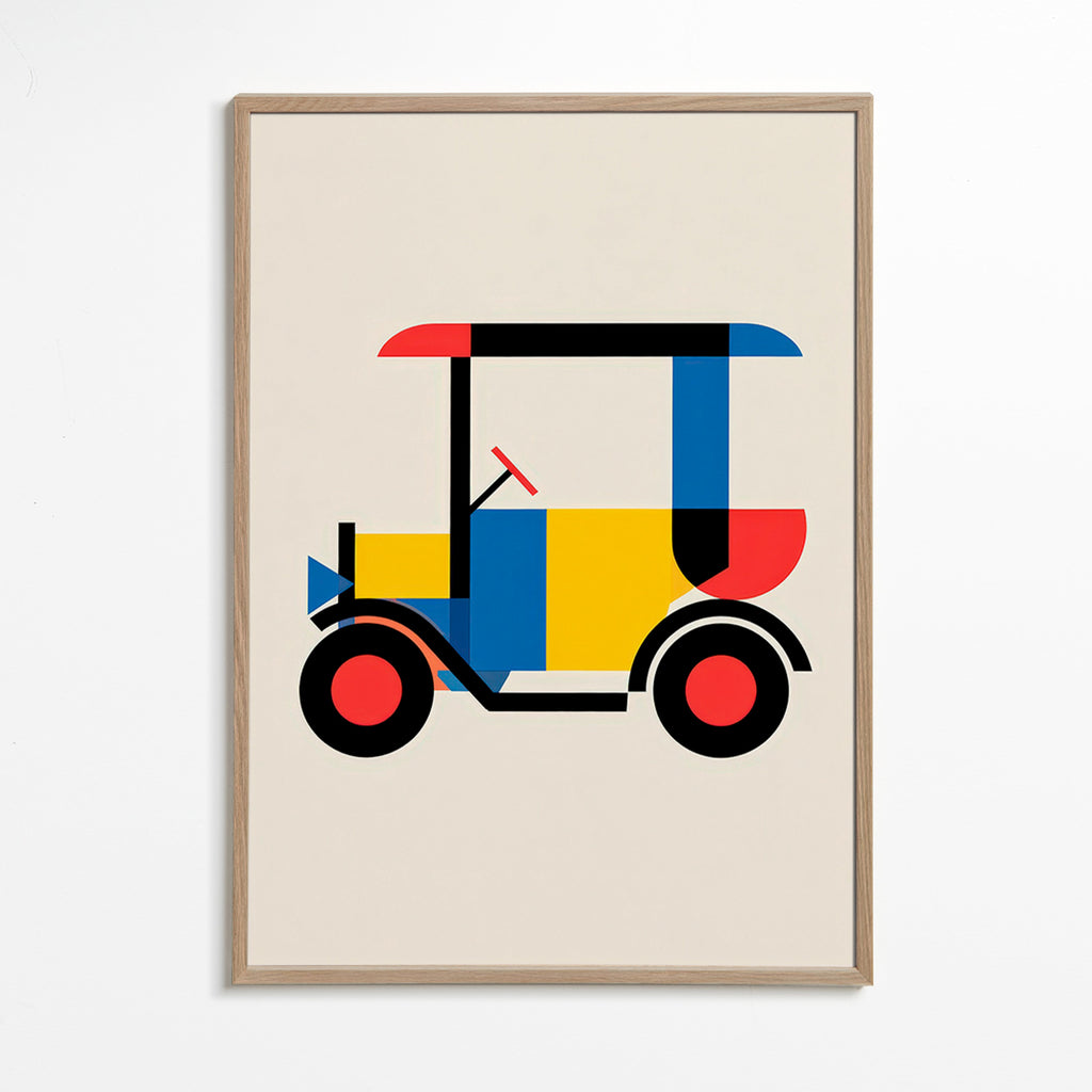 Geometrisk plakat Bauhaus-køretøj