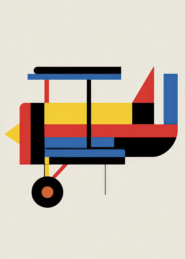 Geometrisk plakat styliseret dobbeltdecker