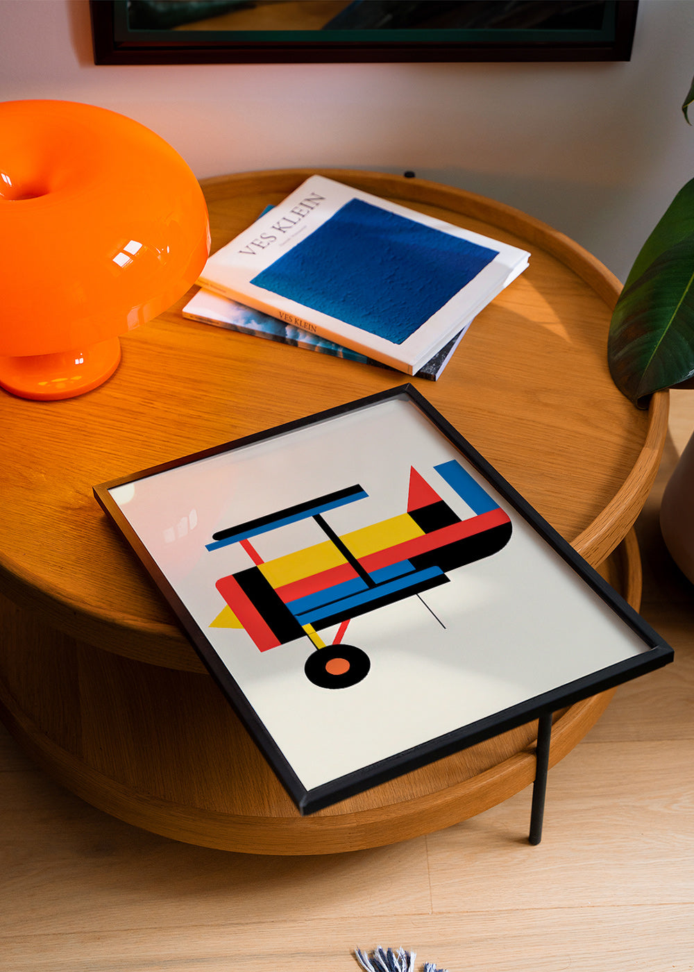 Geometrisk plakat styliseret dobbeltdecker