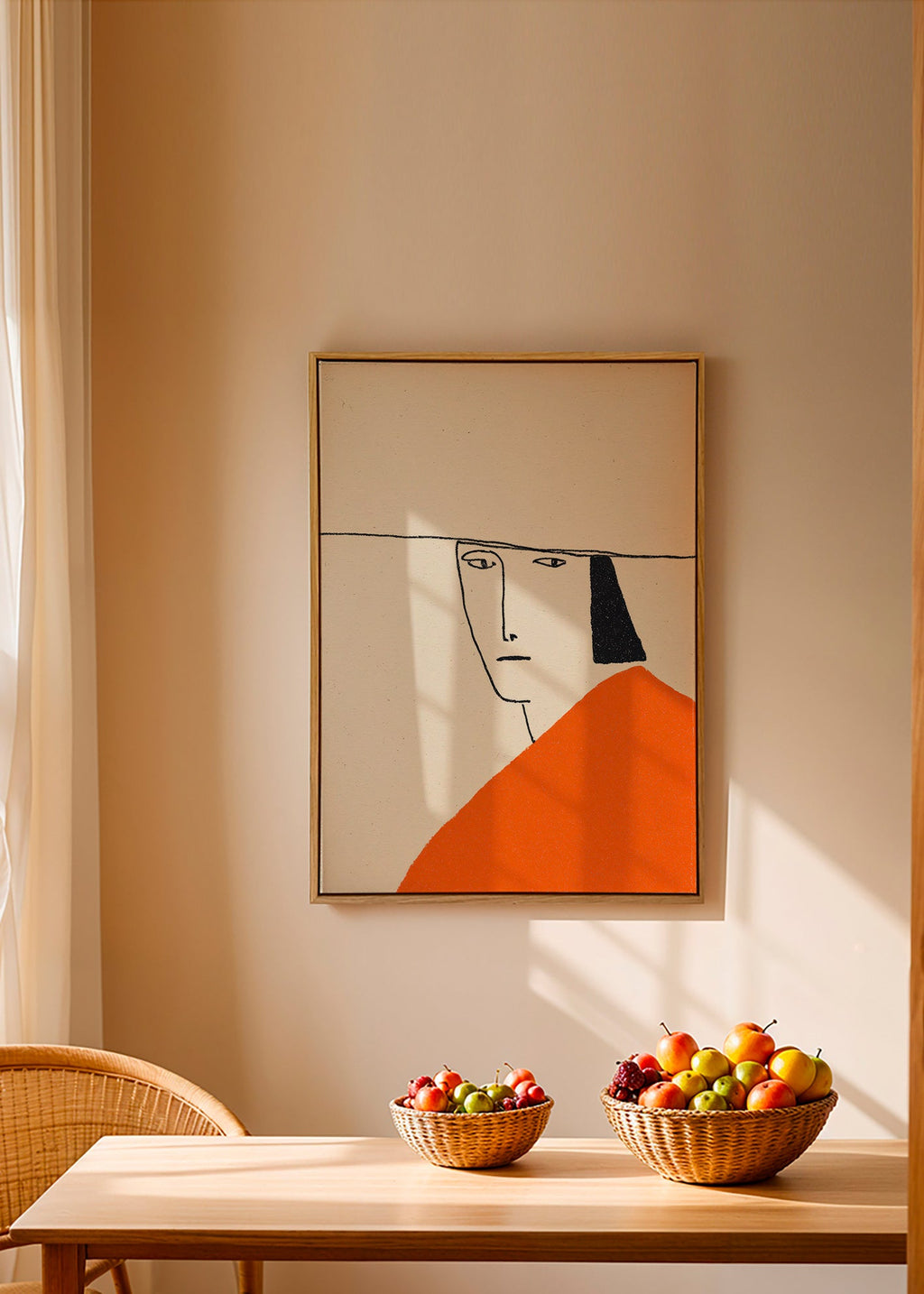 Minimal illustration med orange kappe