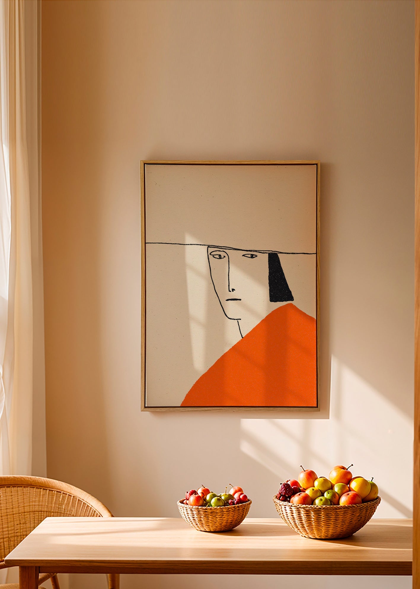 Minimal illustration med orange kappe