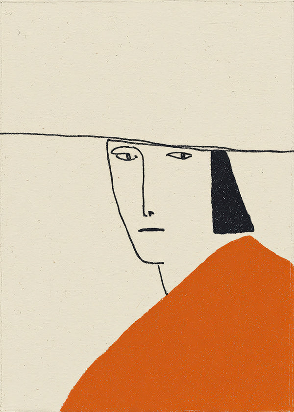 Minimal illustration med orange kappe