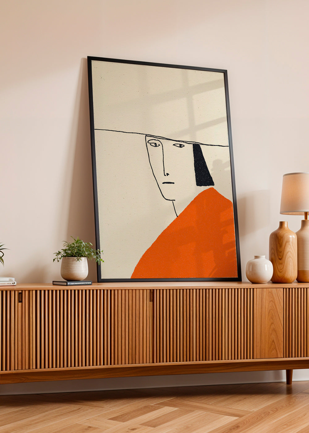 Minimal illustration med orange kappe