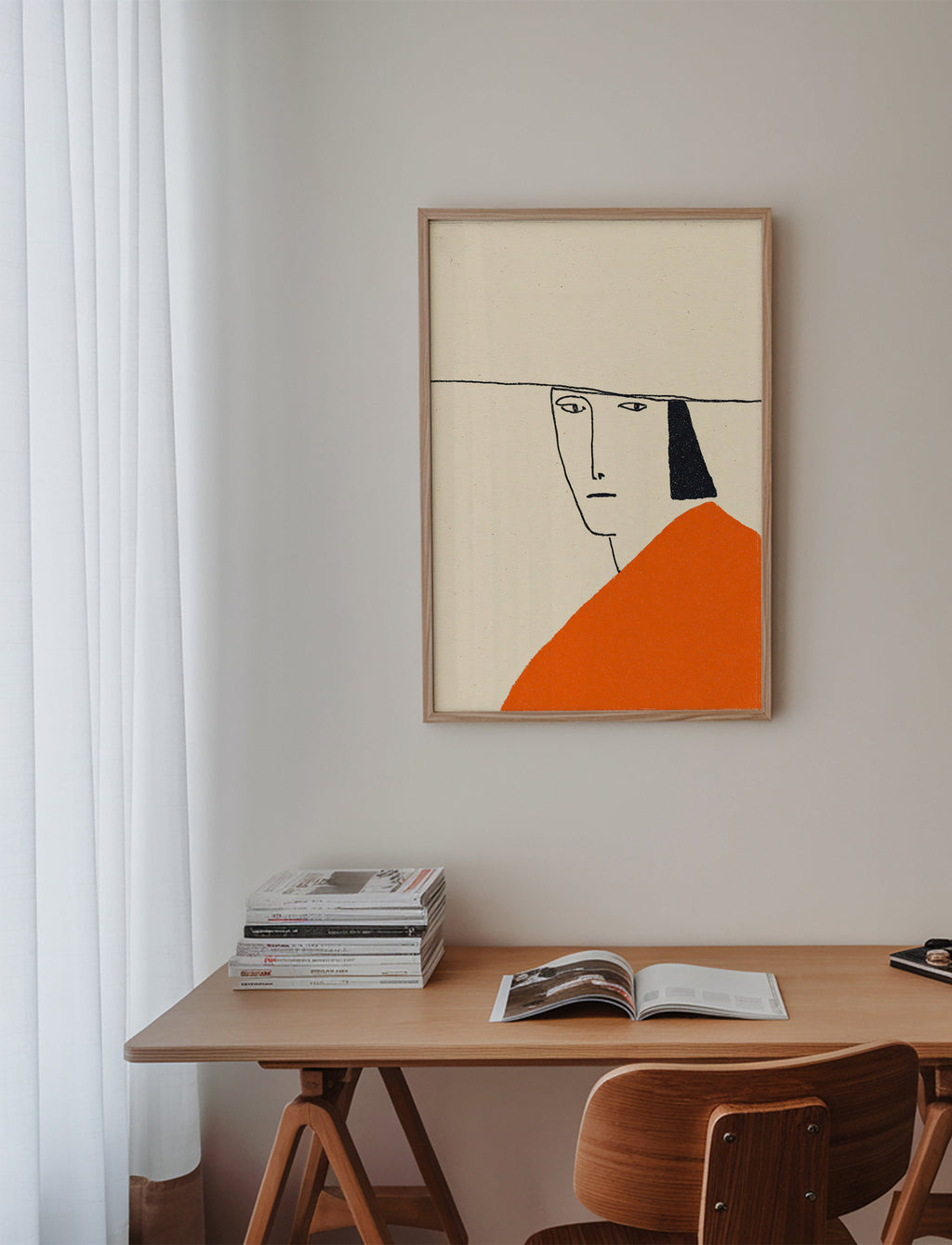 Minimal illustration med orange kappe