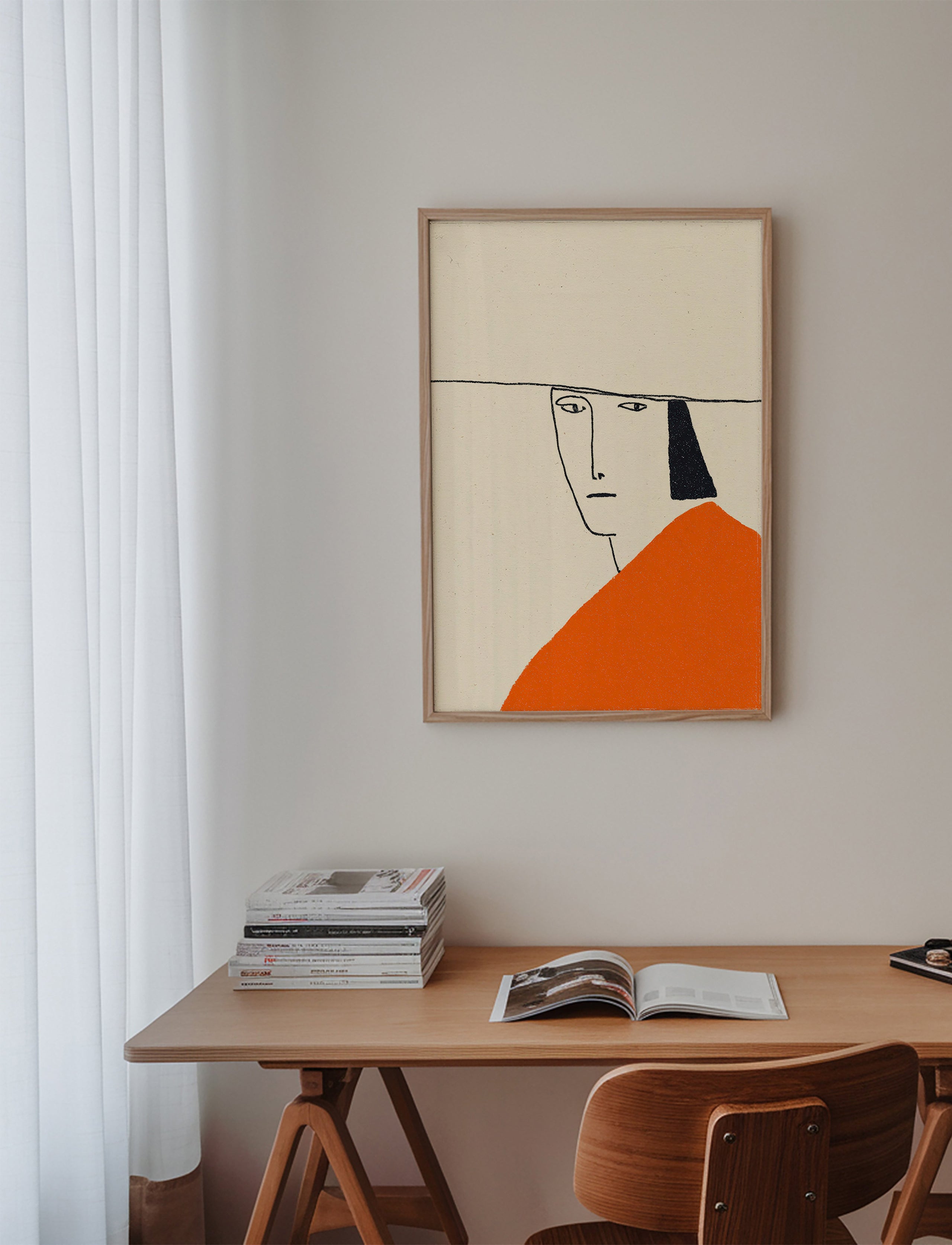 Minimal illustration med orange kappe