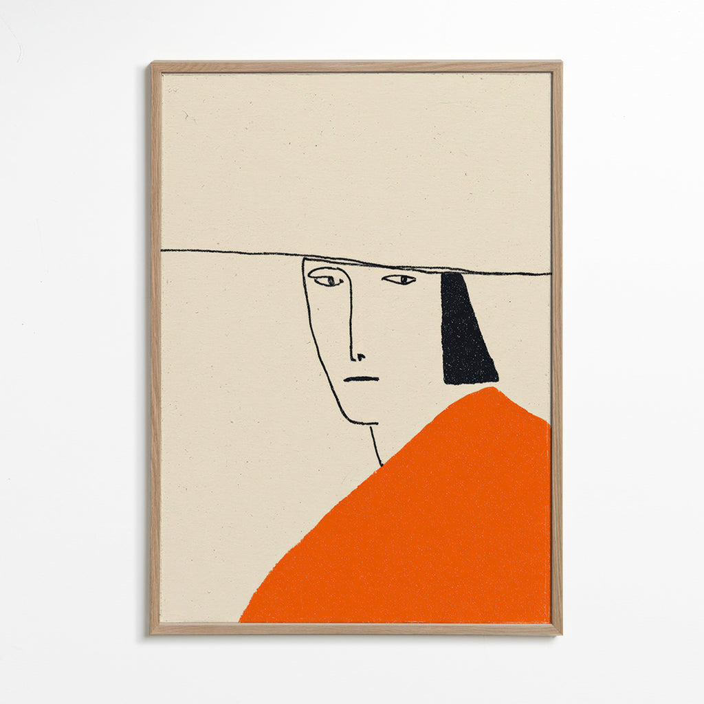 Minimal illustration med orange kappe