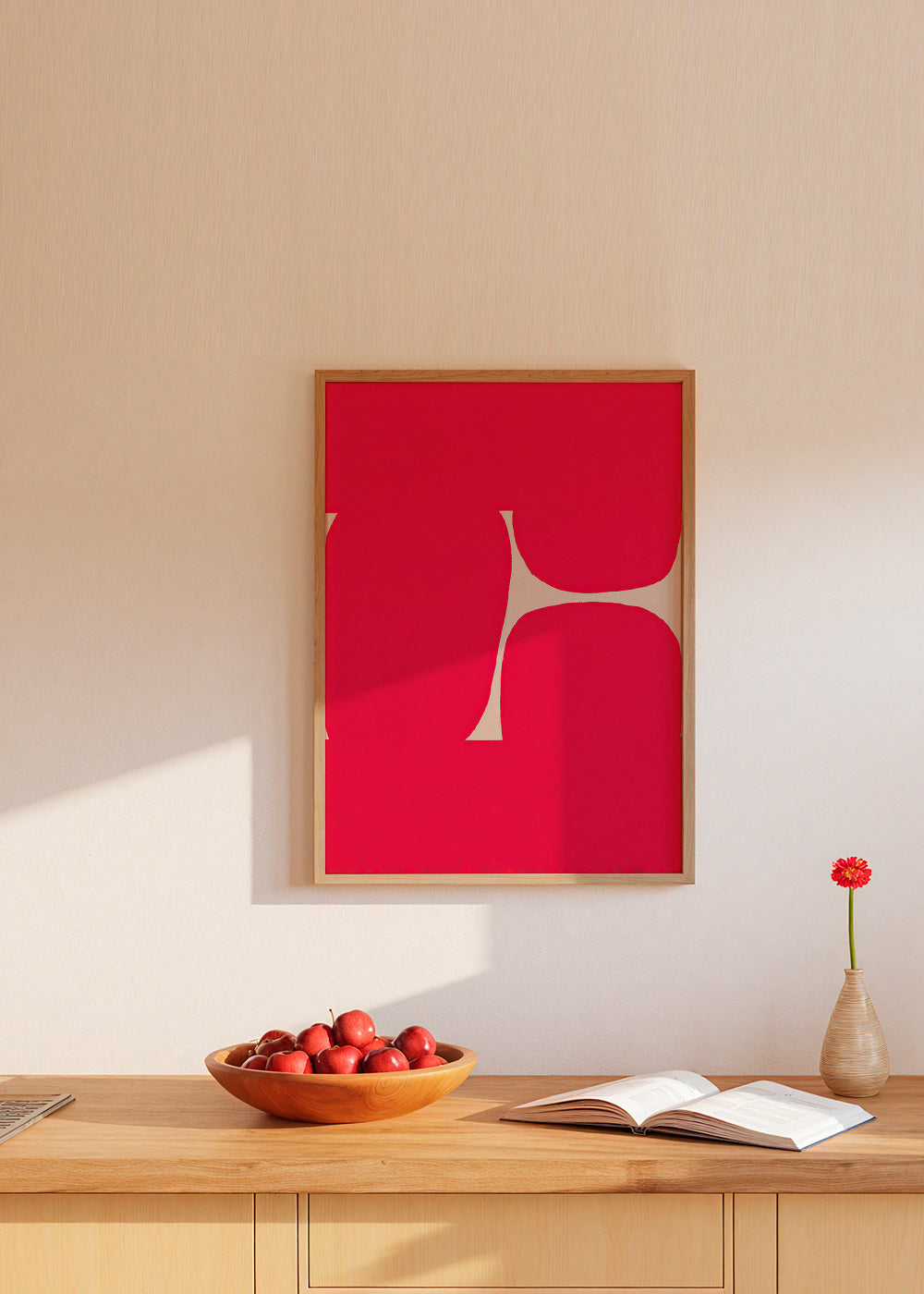 Abstrakt kunst Karmoisin bue