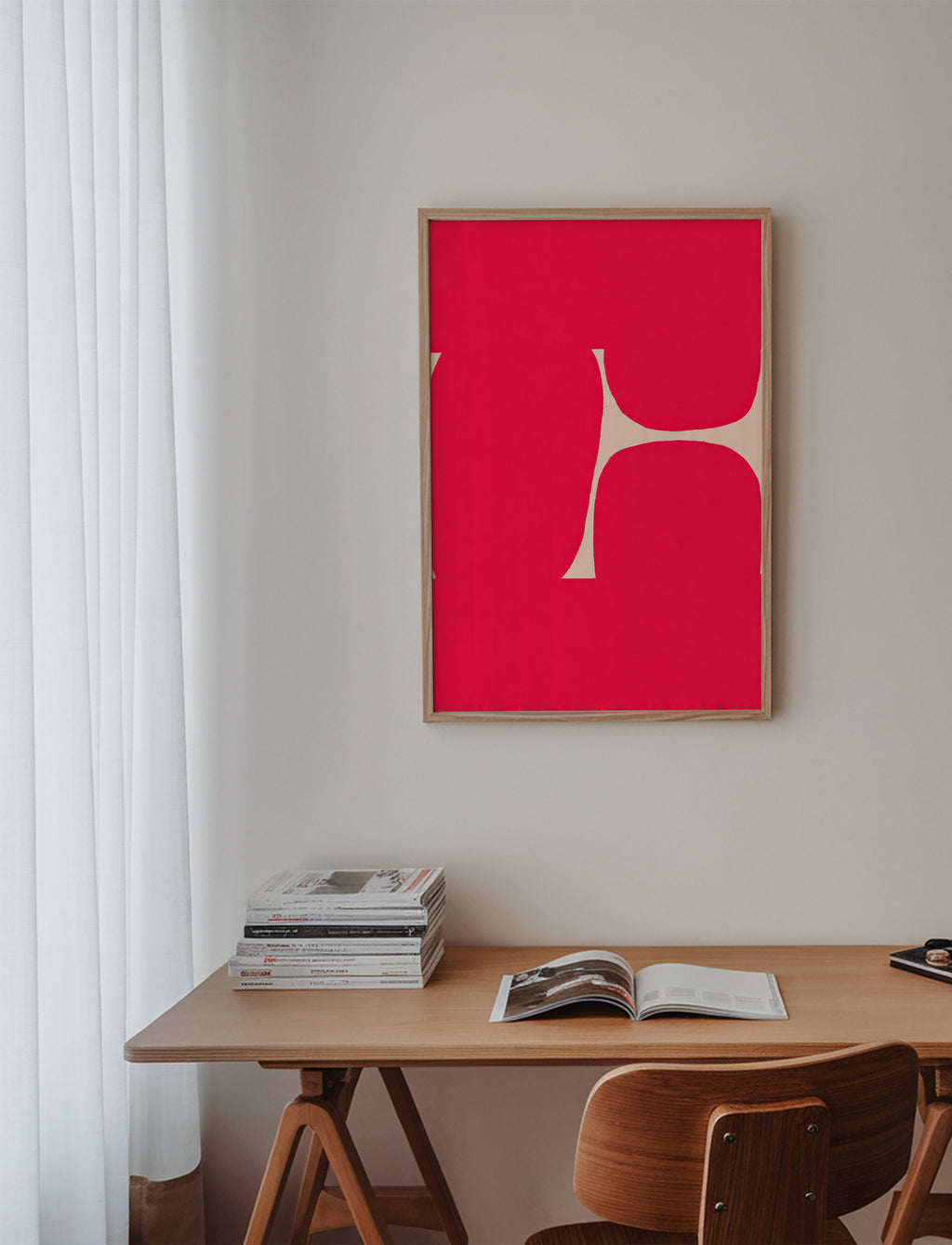 Abstrakt kunst Karmoisin bue
