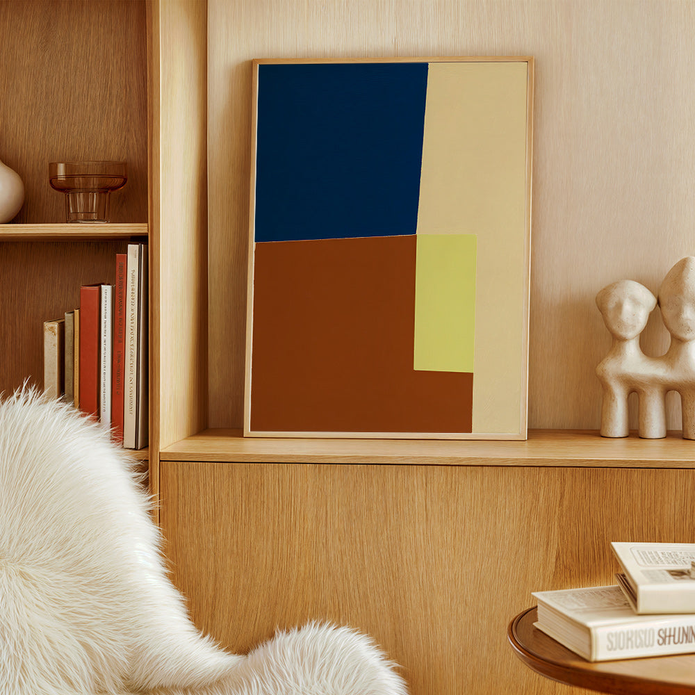 Geometrisk plakat med farveblokke