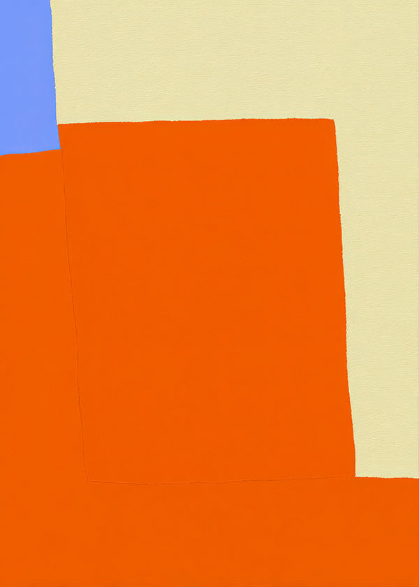 Abstrakt værk med orange blokke