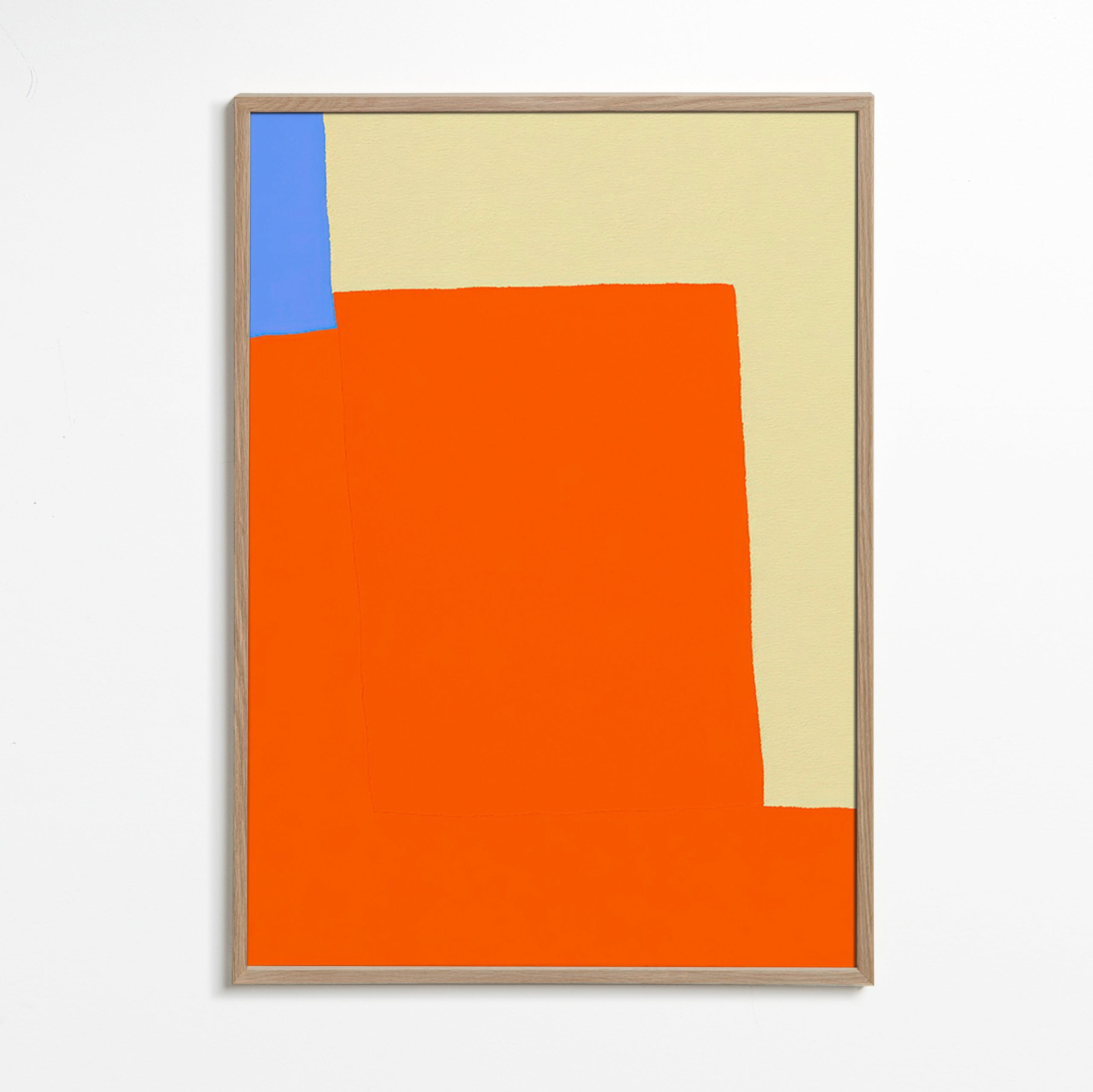 Abstrakt værk med orange blokke