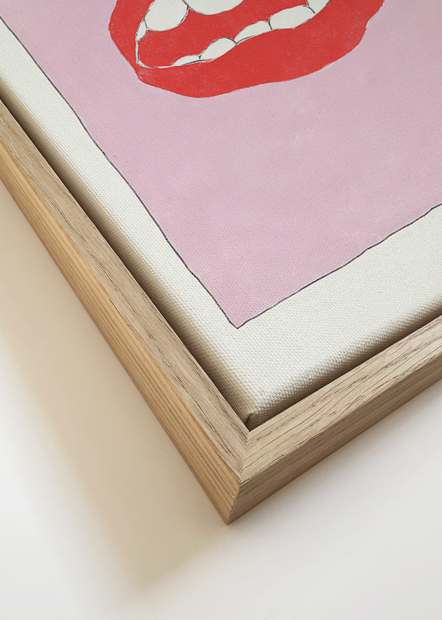 Illustration røde læber på rosa baggrund