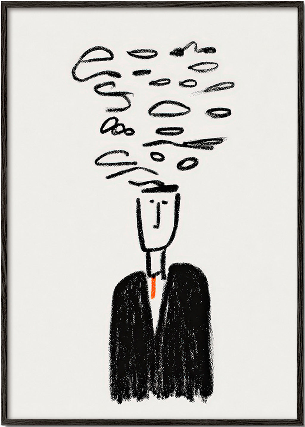Minimalistisk illustration af figur med røg