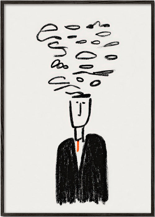 Minimalistisk illustration af figur med røg