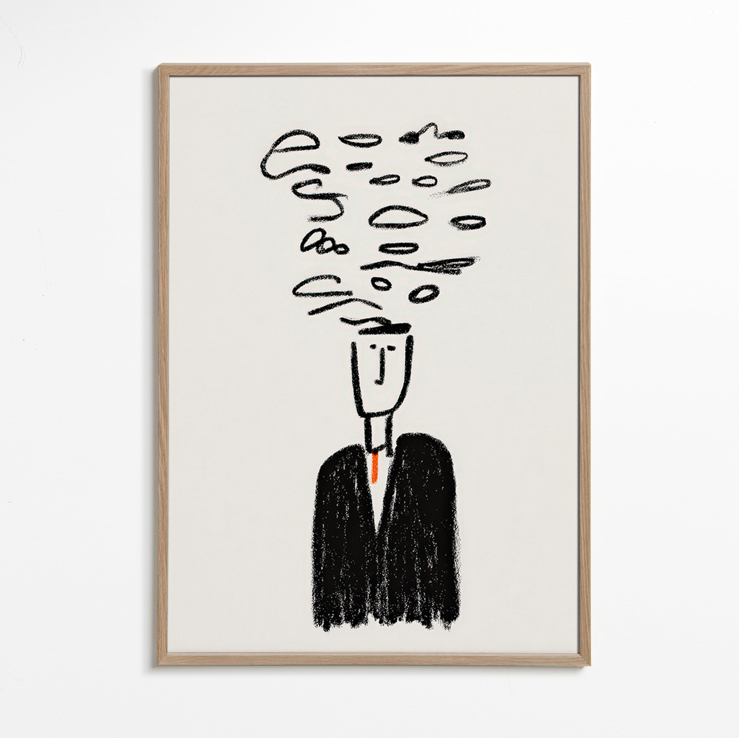 Minimalistisk illustration af figur med røg