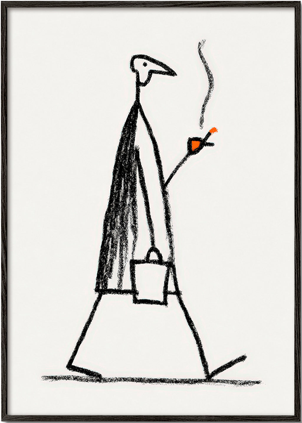 Minimalistisk illustration af gående ryger