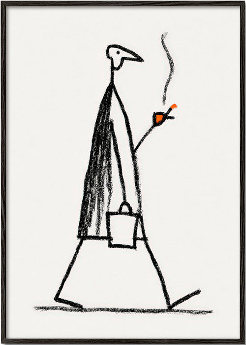 Minimalistisk illustration af gående ryger